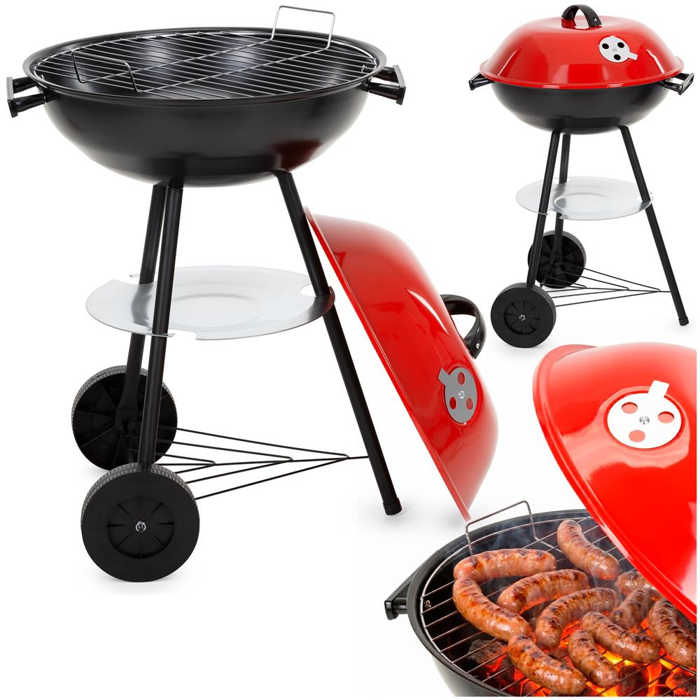 Hordozható faszenes grillsütő fedéllel, alsó tárolópolccal és állítható szellőzővel, acél, 41 cm-es grillrács átmérővel - Image 6