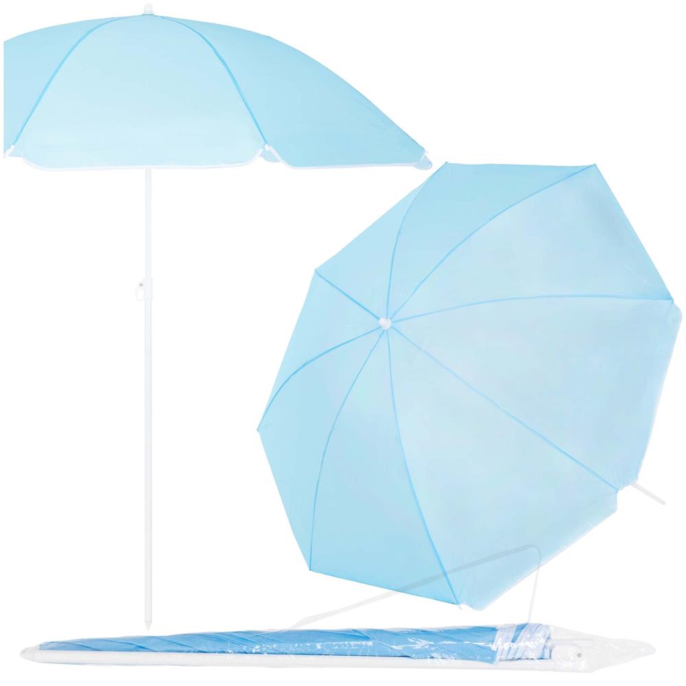 Összecsukható strandernyő állítható dőlésszöggel, UPF 50+, hordtáskával, 160 cm, kék - Image 4