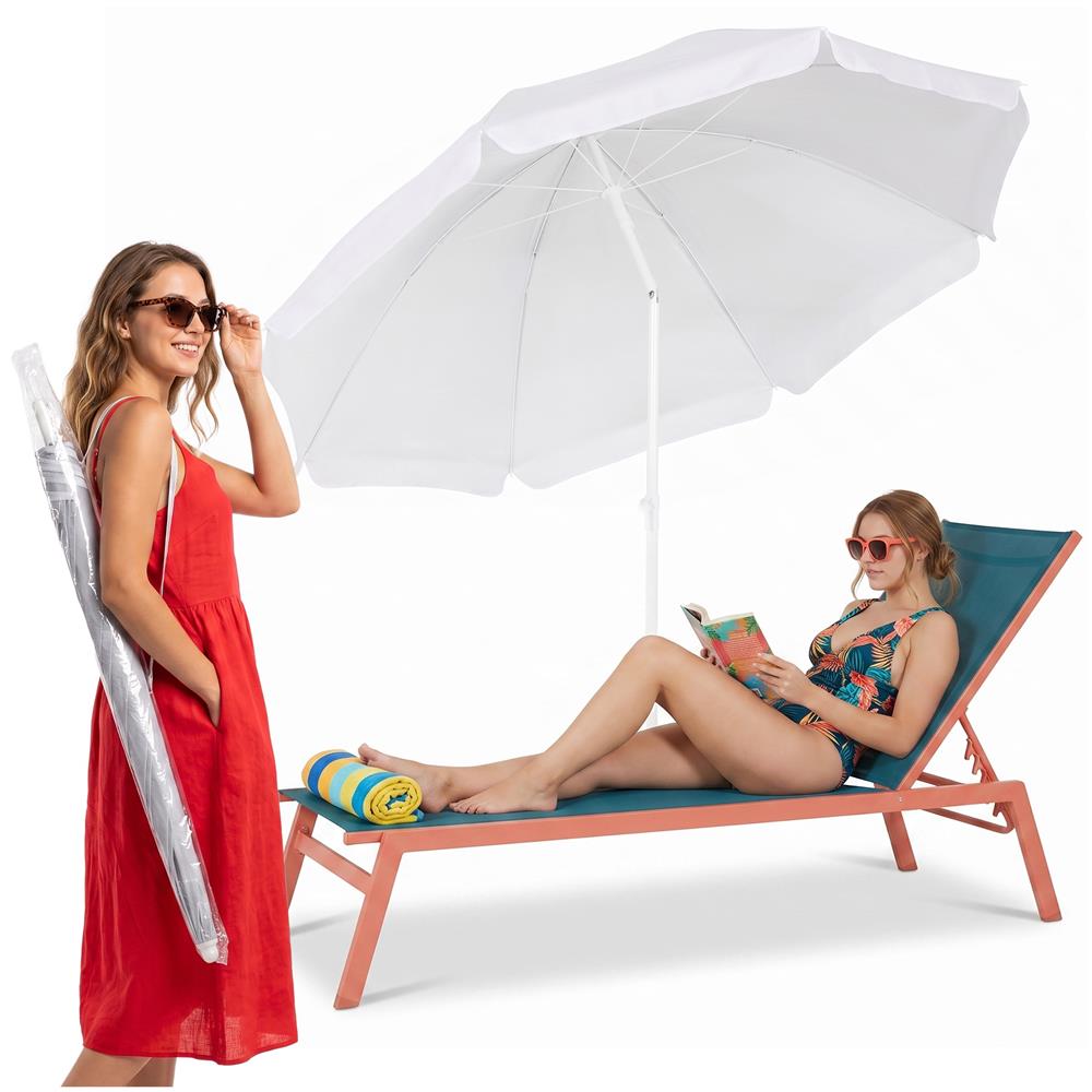 Összecsukható strandernyő állítható dőlésszöggel, UPF 50+, hordtáskával, 160 cm, szürke - Image 2