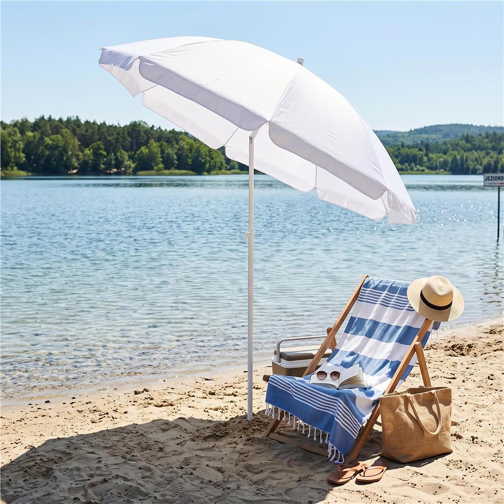 Összecsukható strandernyő állítható dőlésszöggel, UPF 50+, hordtáskával, 160 cm, szürke - Image 8
