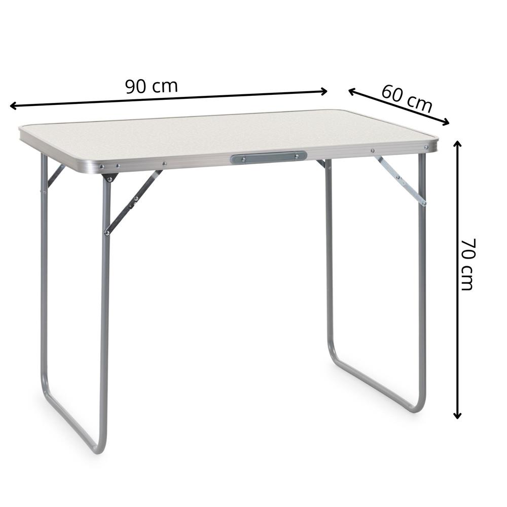 Összecsukható kempingasztal hordozófogantyúval, MDF asztallappal és alumínium vázzal, 90x60x70 cm, szürke - Image 20