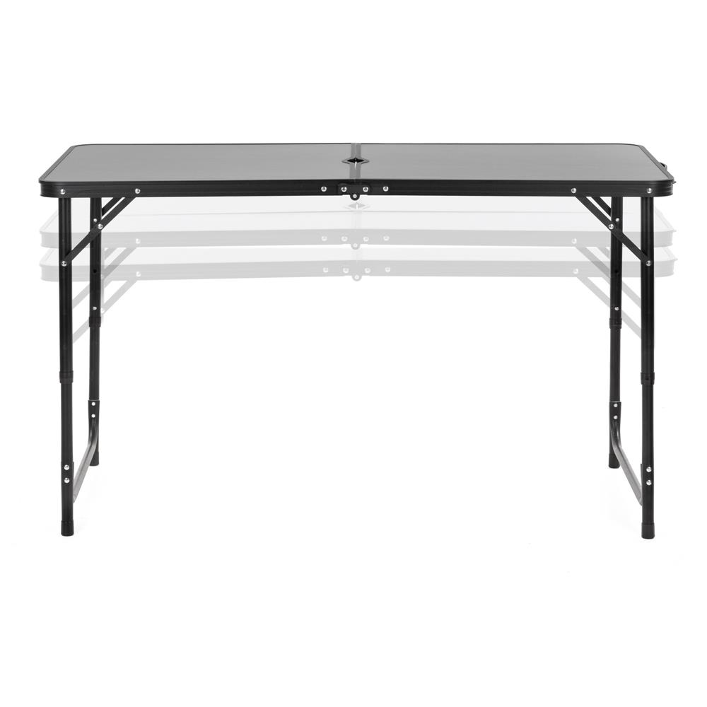Összecsukható kempingasztal szett 4 székkel, állítható magasságú, alumínium és MDF, 120x60x71 cm, fekete - Image 35
