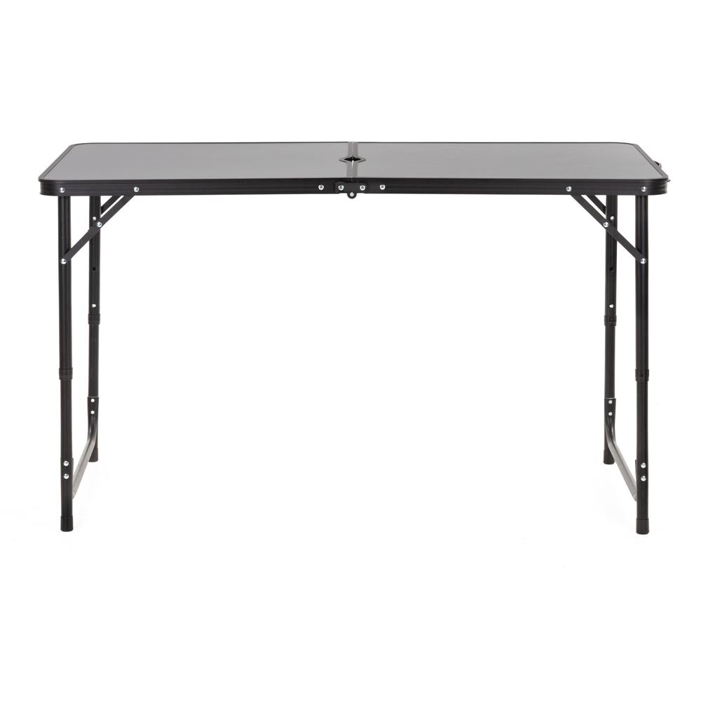 Összecsukható kempingasztal szett 4 székkel, állítható magasságú, alumínium és MDF, 120x60x71 cm, fekete - Image 9