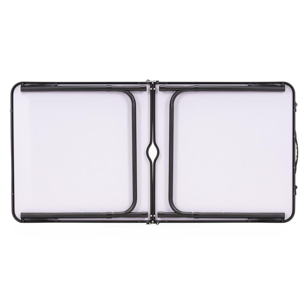 Összecsukható kempingasztal napernyőtartóval, állítható magasságú, alumínium és MDF, 120x60x71 cm, fekete és szürke - Image 25