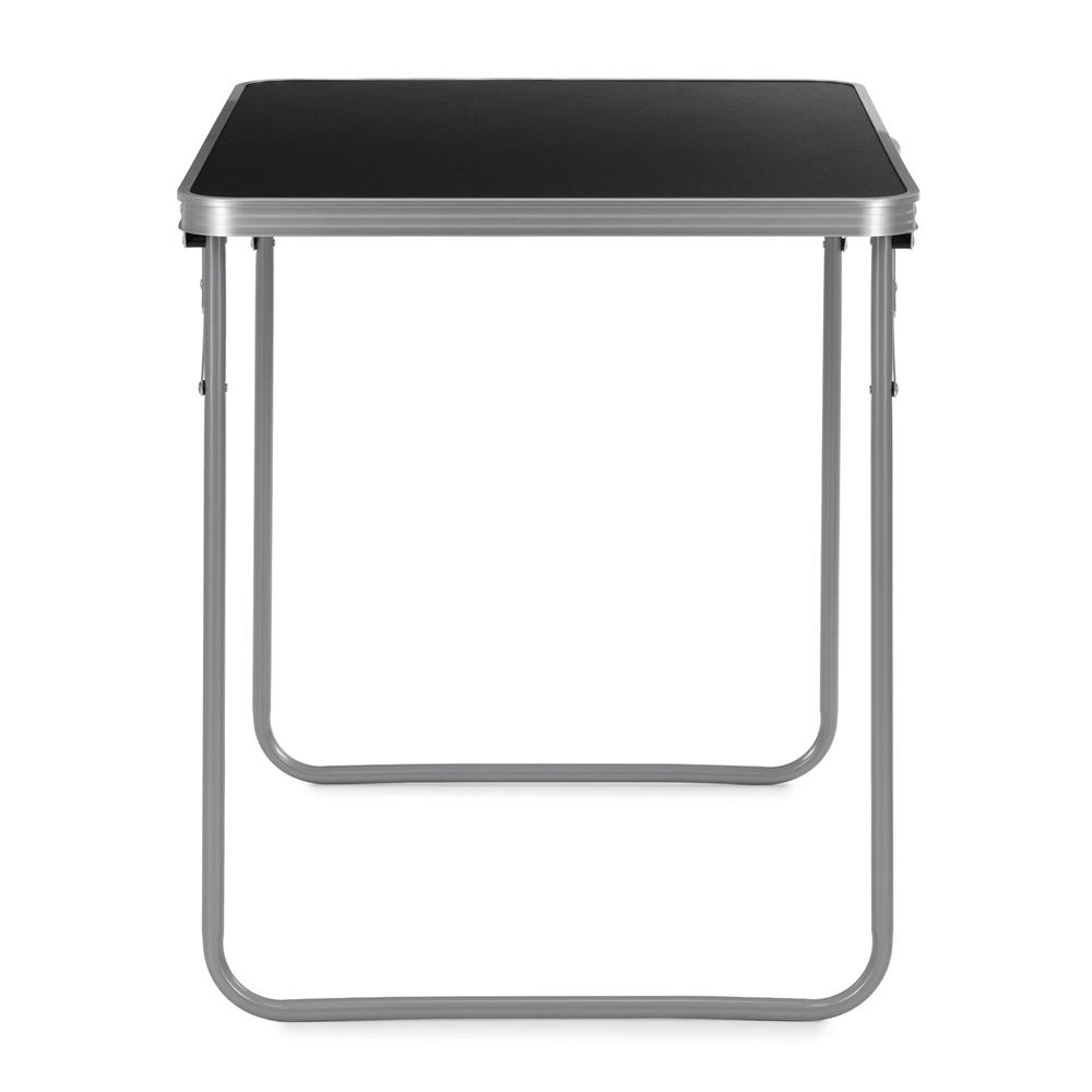 Összecsukható kempingasztal hordozófogantyúval, MDF asztallappal és alumínium vázzal, 80x60x70 cm, ezüst és fekete - Image 12