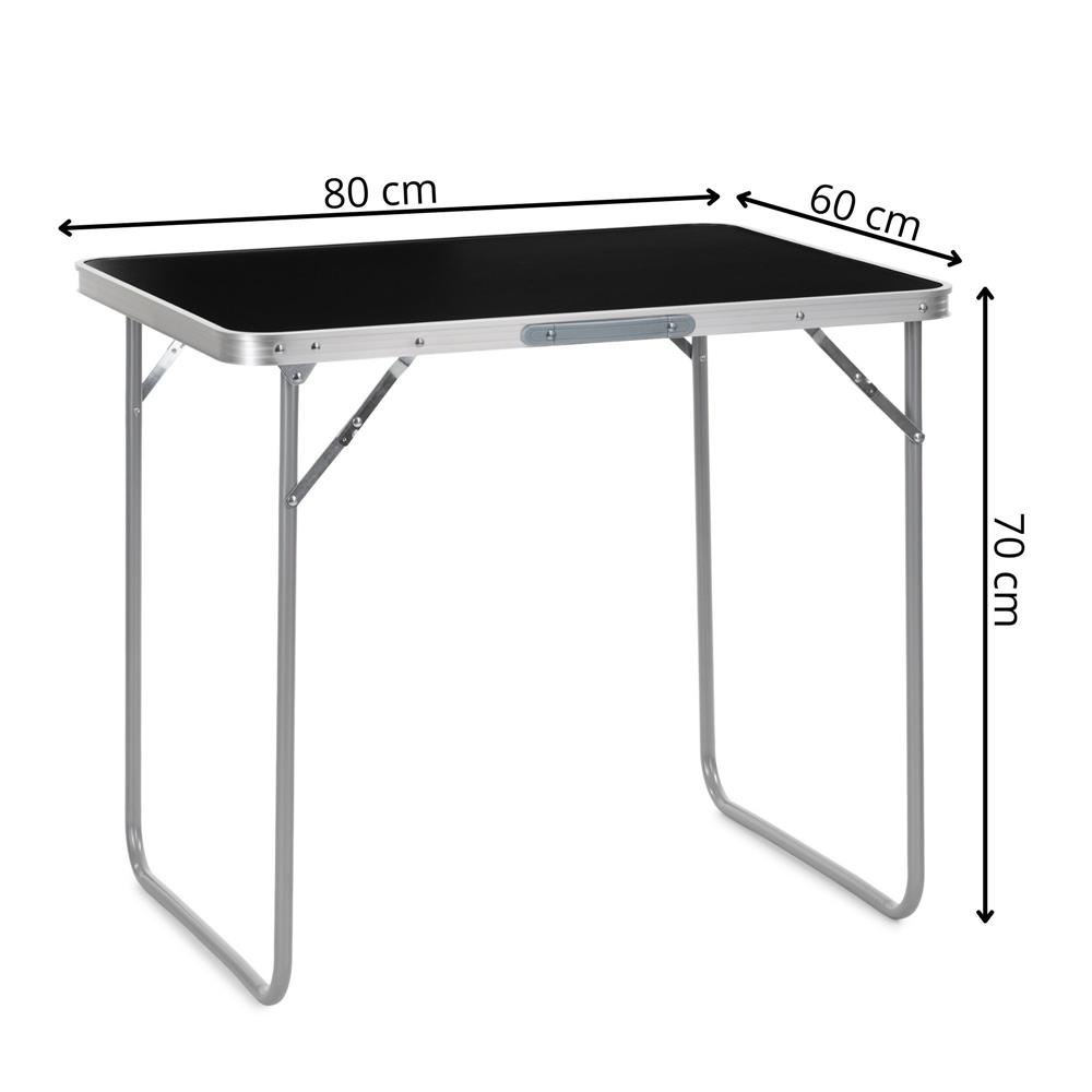 Összecsukható kempingasztal hordozófogantyúval, MDF asztallappal és alumínium vázzal, 80x60x70 cm, ezüst és fekete - Image 19