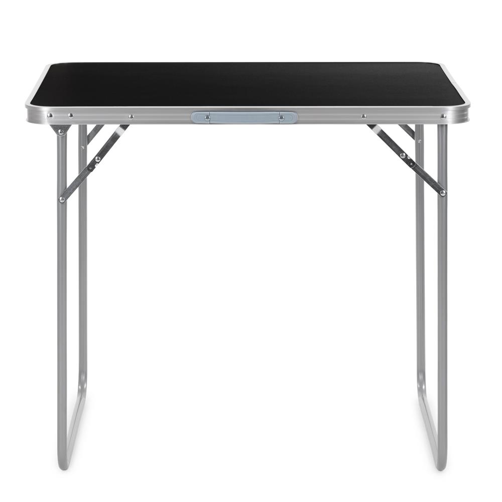 Összecsukható kempingasztal hordozófogantyúval, MDF asztallappal és alumínium vázzal, 80x60x70 cm, ezüst és fekete - Image 20