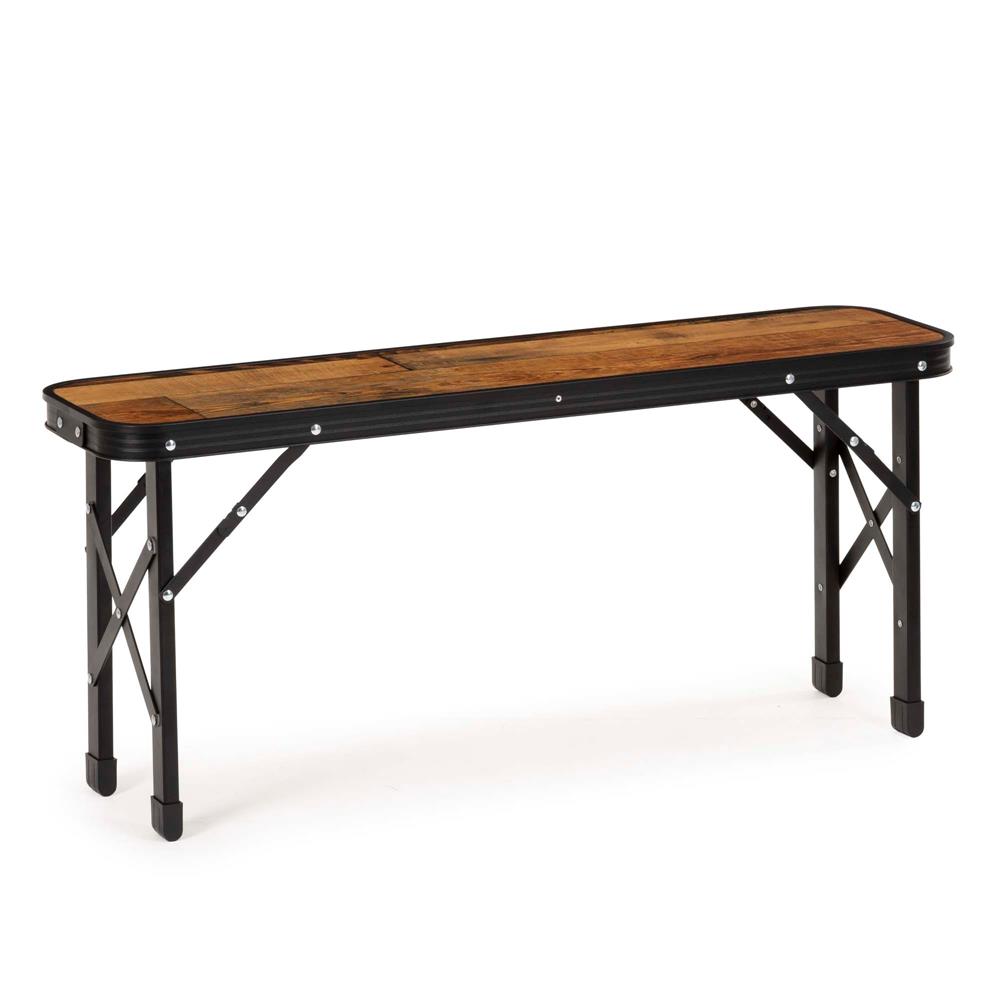 Összecsukható kempingasztal 2 paddal, állítható magasságú, MDF és alumínium, 90x60x70 cm, barna és fekete - Image 13