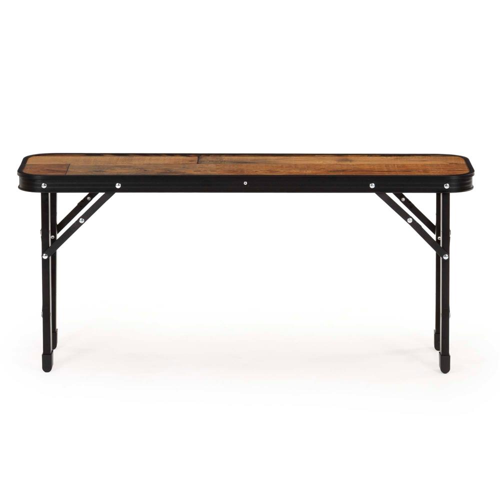 Összecsukható kempingasztal 2 paddal, állítható magasságú, MDF és alumínium, 90x60x70 cm, barna és fekete - Image 14