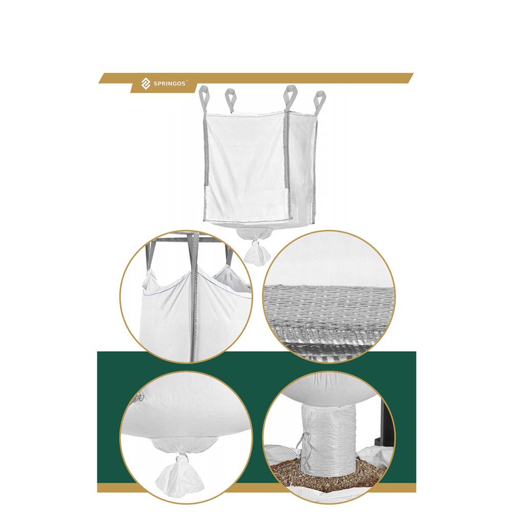 Kerti Big Bag zsák alsó ürítőnyílással, levelekhez és zöldhulladékhoz, 1300 L, 1000 kg, 90x90x160 cm, fehér - Image 2