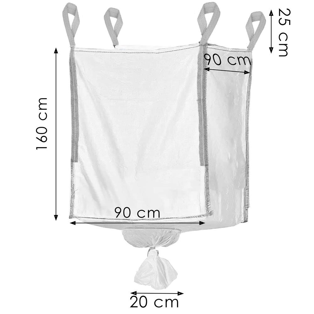 Kerti Big Bag zsák alsó ürítőnyílással, levelekhez és zöldhulladékhoz, 1300 L, 1000 kg, 90x90x160 cm, fehér - Image 21