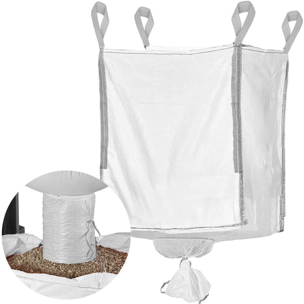 Kerti Big Bag zsák alsó ürítőnyílással, levelekhez és zöldhulladékhoz, 1300 L, 1000 kg, 90x90x160 cm, fehér - Image 4