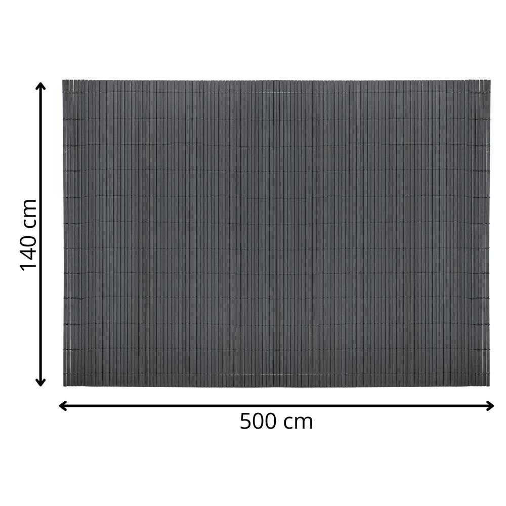 Kerti belátásgátló kerítéspanel, bambusz hatású PVC lamellákkal, UV-védelemmel, 500x140 cm, szürke - Image 20
