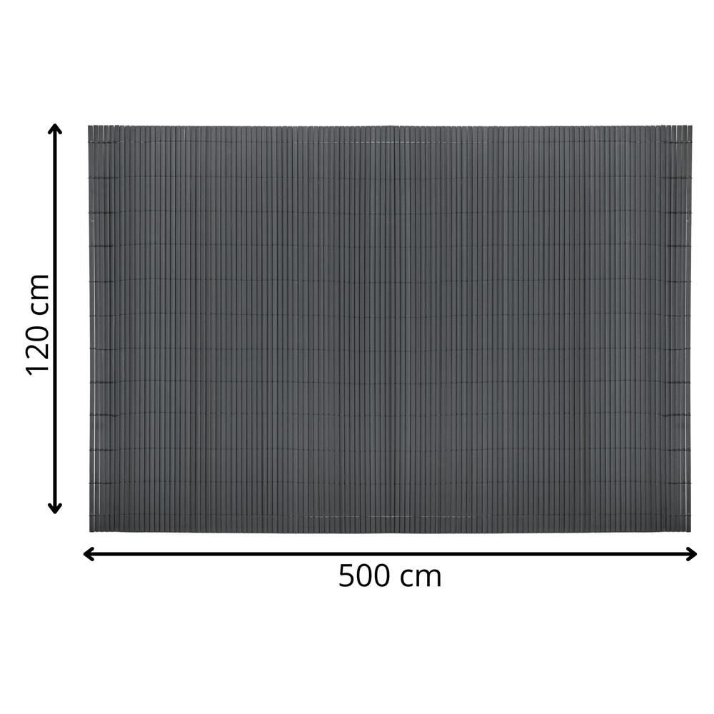 Kerti belátásgátló kerítéspanel, bambusz hatású PVC lamellákkal, UV-védelemmel, 500x120 cm, szürke - Image 2