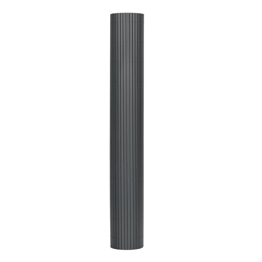 Kerti belátásgátló kerítéspanel, bambusz hatású PVC lamellákkal, UV-álló, 400x100 cm, szürke - Image 12