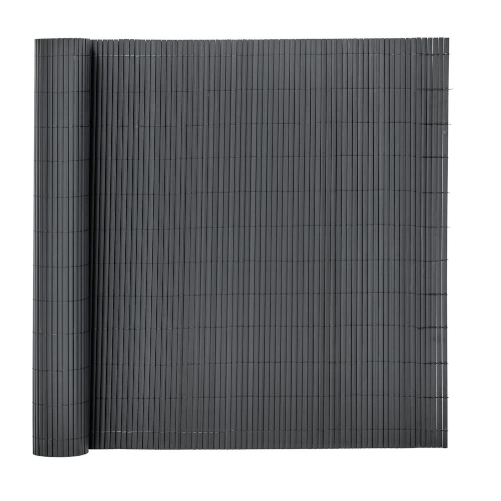 Kerti belátásgátló kerítéspanel, bambusz hatású PVC lamellákkal, UV-álló, 400x100 cm, szürke - Image 13