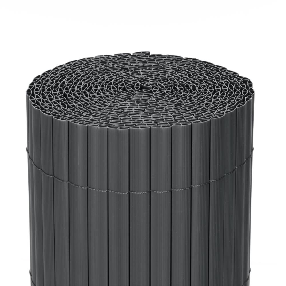 Kerti belátásgátló kerítéspanel, bambusz hatású PVC lamellákkal, UV-álló, 400x100 cm, szürke - Image 16