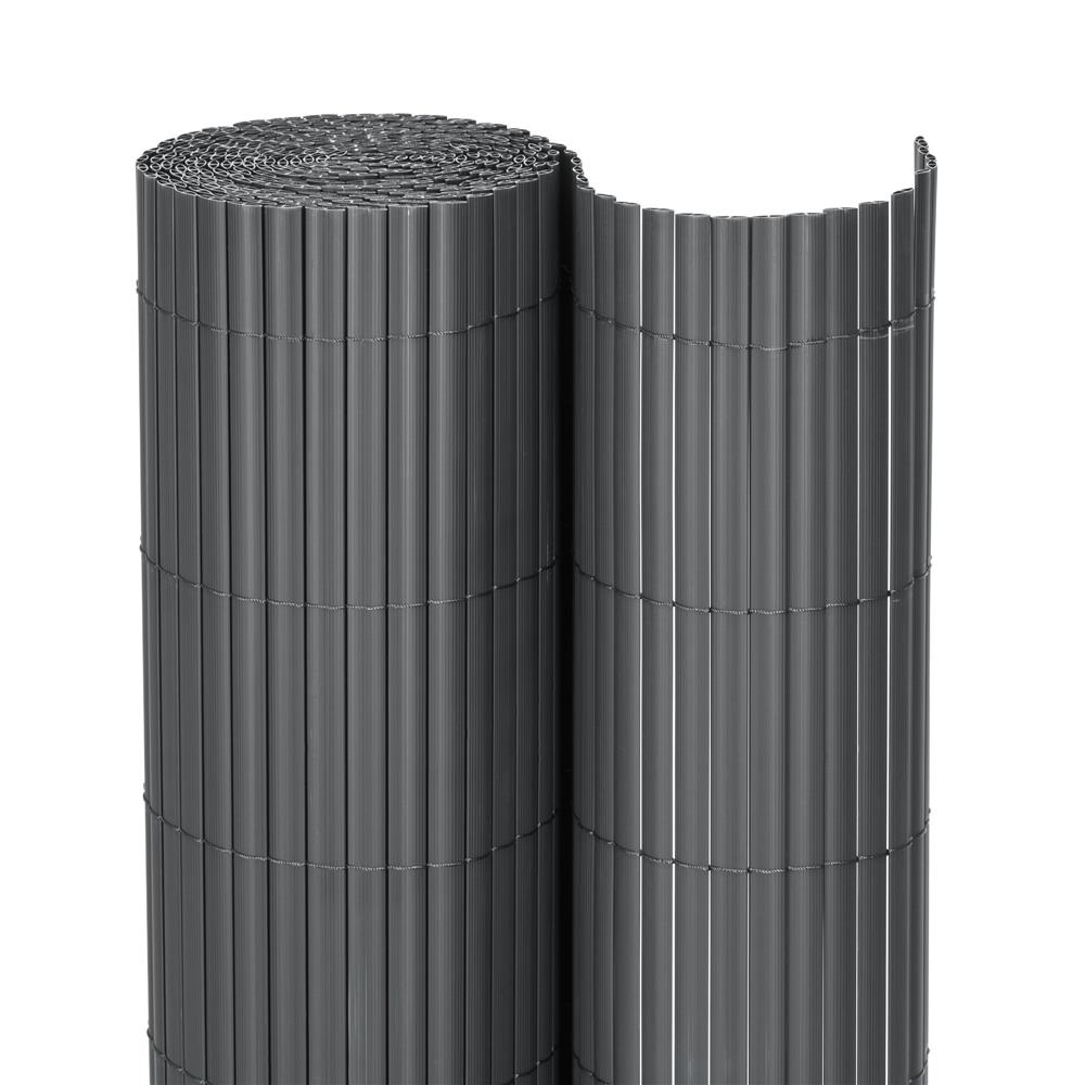 Kerti belátásgátló kerítéspanel, bambusz hatású PVC lamellákkal, UV-álló, 400x100 cm, szürke - Image 17
