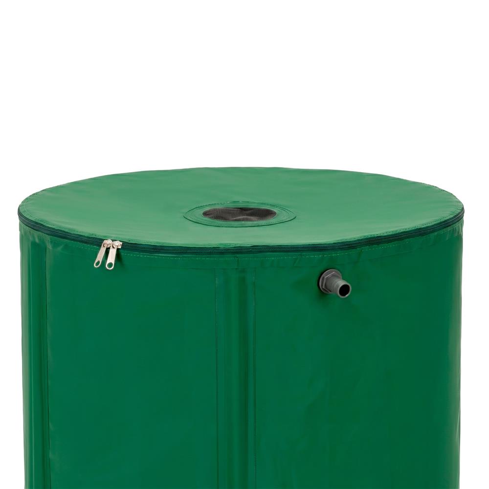 Összecsukható esővízgyűjtő tartály, 100 L, 1000D PVC, 2 csappal és túlfolyó rendszerrel, zöld - Image 4