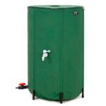Összecsukható esővízgyűjtő tartály, 250 L, 1000D PVC, 2 csappal és túlfolyó rendszerrel, zöld