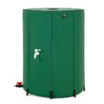 Összecsukható esővízgyűjtő tartály, 500 L, 1000D PVC, 2 csappal és túlfolyó rendszerrel, zöld