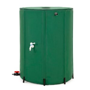 Összecsukható esővízgyűjtő tartály, 500 L, 1000D PVC, 2 csappal és túlfolyó rendszerrel, zöld