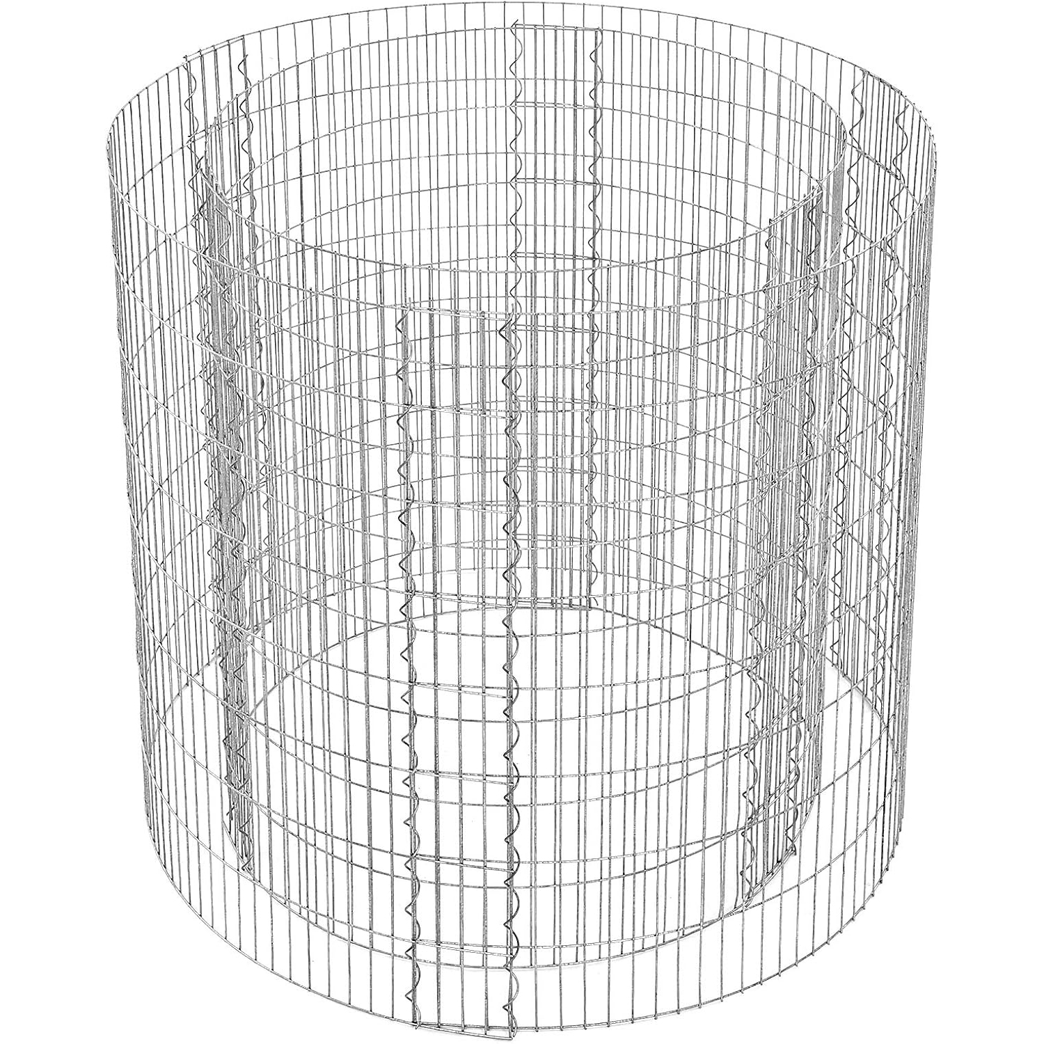 SONGMICS kerek gabion kőkosár kertbe, horganyzott fémhálóból, 90×80 cm, ezüst