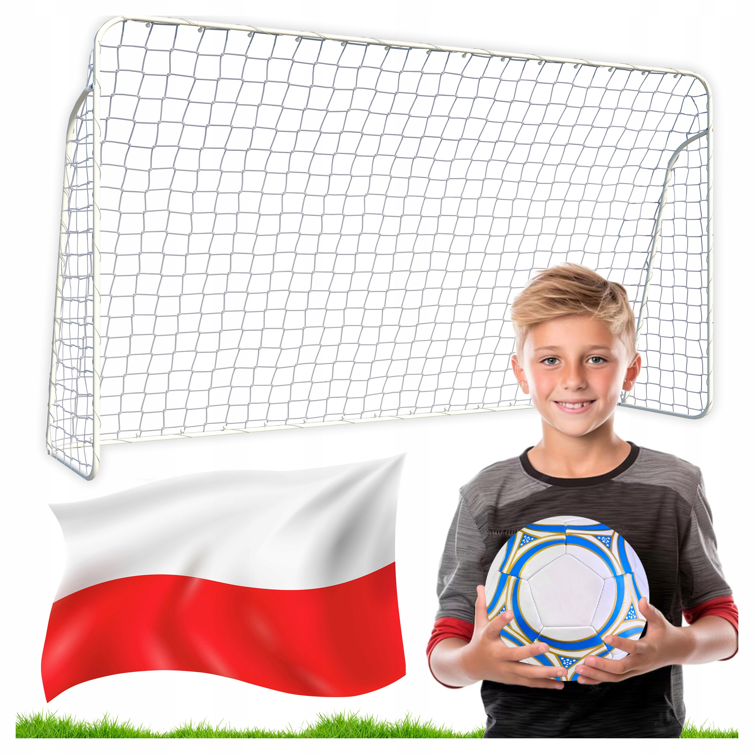 Focikapu hálóval, fém vázzal, 300x120x200 cm, rögzítőhorgonyokkal és futball-labdával - Image 2