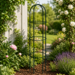 Oszlopos pergola rózsáknak és futónövényeknek, acél szerkezet, 190x40 cm, fekete