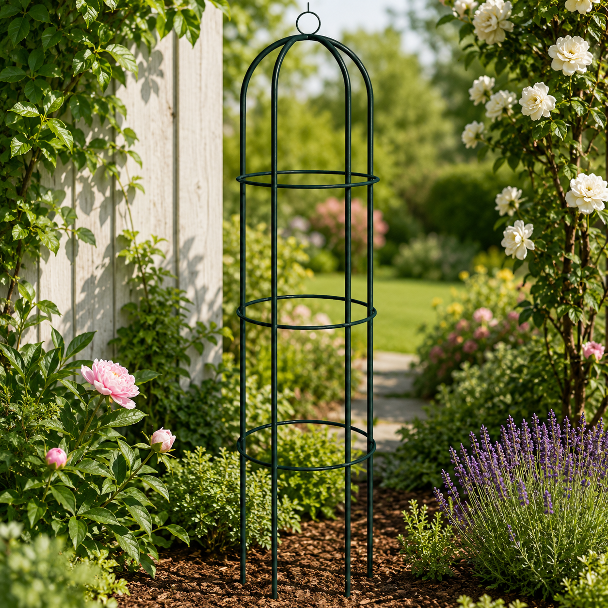 Oszlopos pergola rózsáknak és futónövényeknek, acél szerkezet, 190x40 cm, fekete