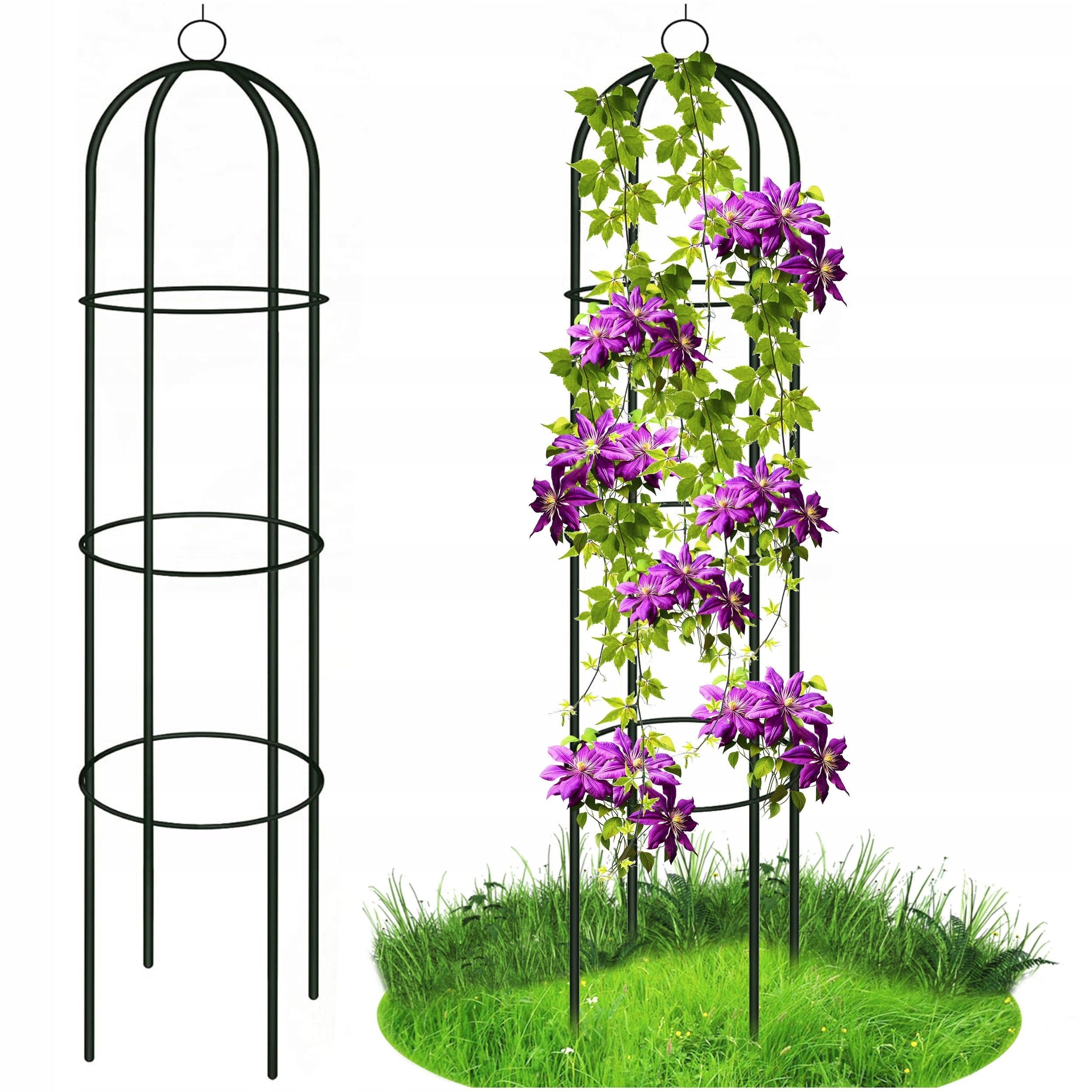Oszlopos pergola rózsáknak és futónövényeknek, acél szerkezet, 190x40 cm, fekete - Image 3