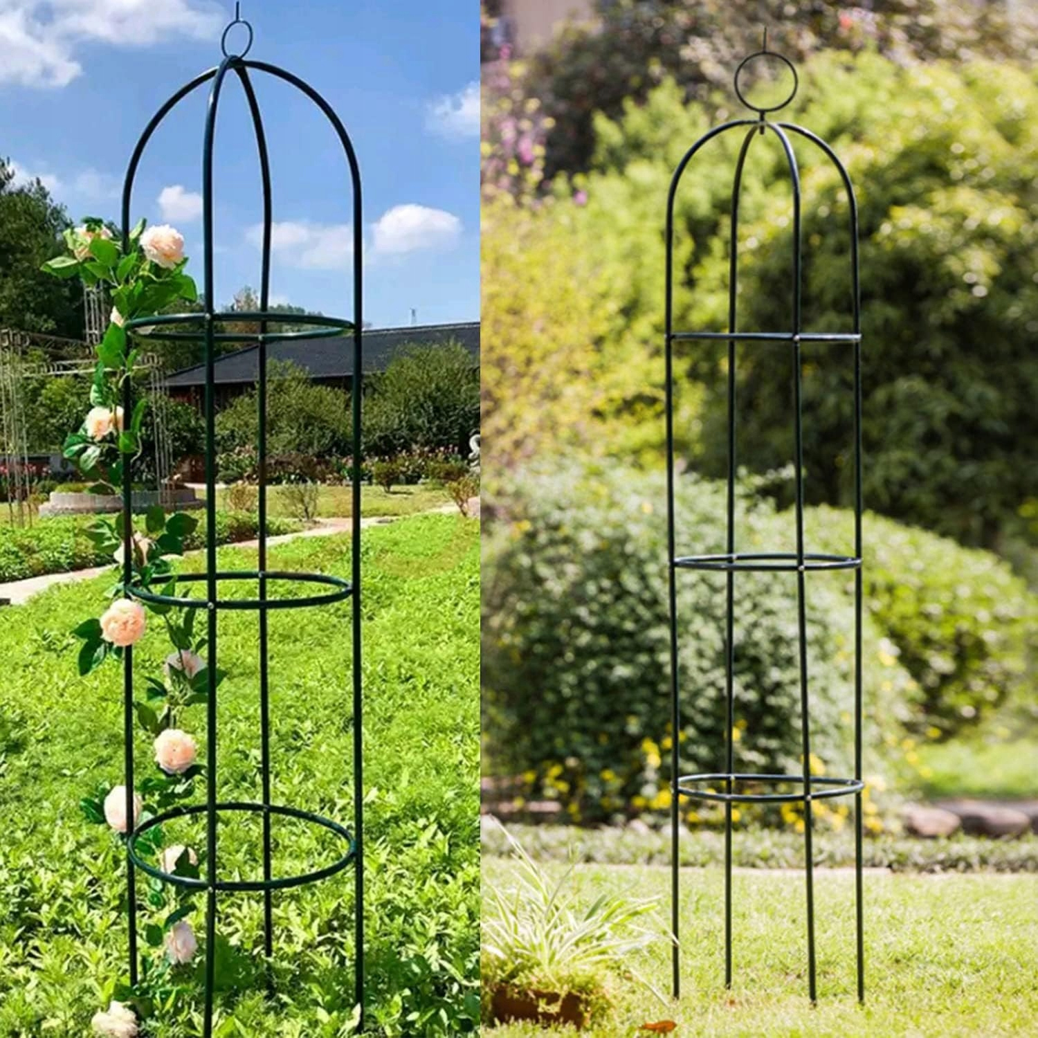 Oszlopos pergola rózsáknak és futónövényeknek, acél szerkezet, 190x40 cm, fekete - Image 10