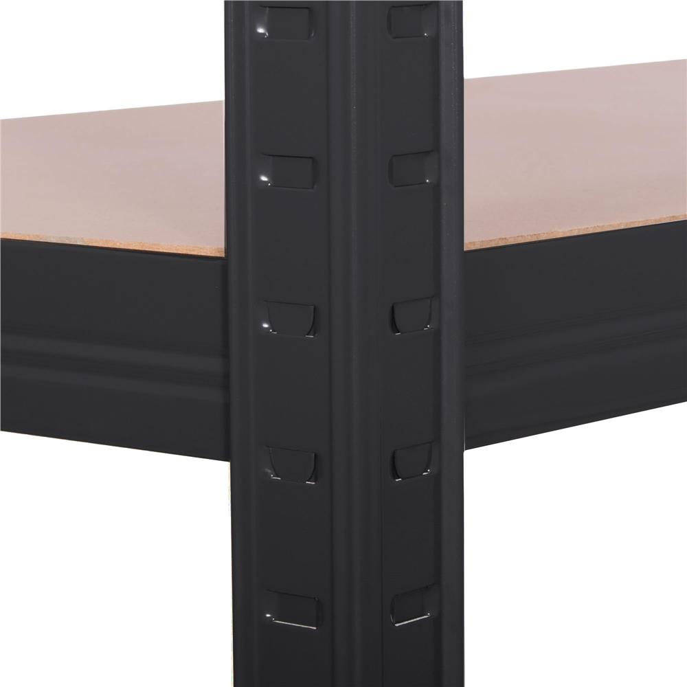 Fém tárolópolc 5 MDF polccal, 675 kg teherbírás, 75 × 30 × 150 cm, fekete - Image 12