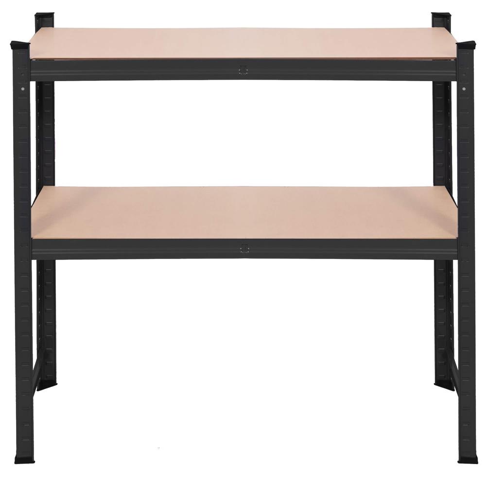 Fém tárolópolc 5 MDF polccal, 675 kg teherbírás, 75 × 30 × 150 cm, fekete - Image 13