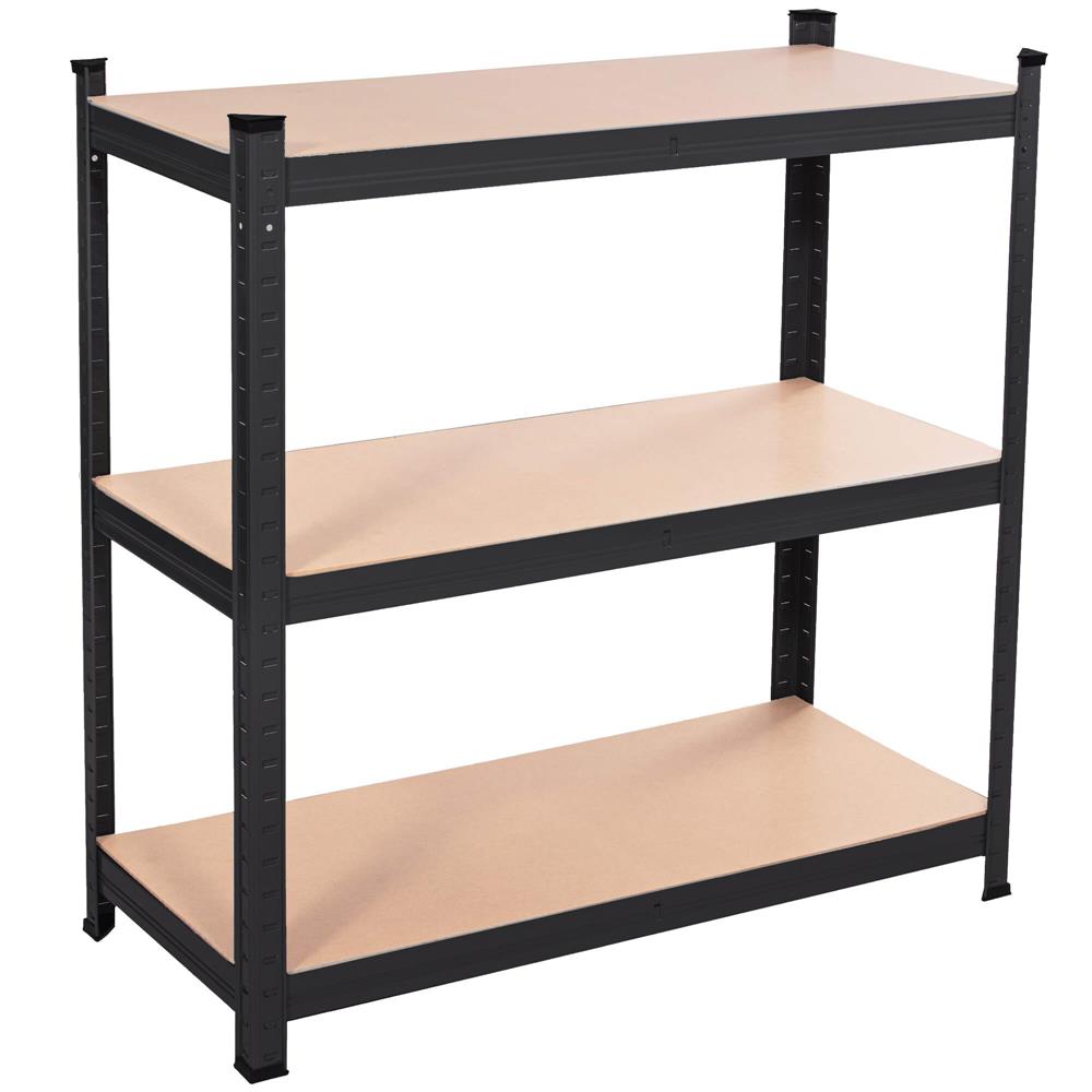 Fém tárolópolc 5 MDF polccal, 675 kg teherbírás, 75 × 30 × 150 cm, fekete - Image 14