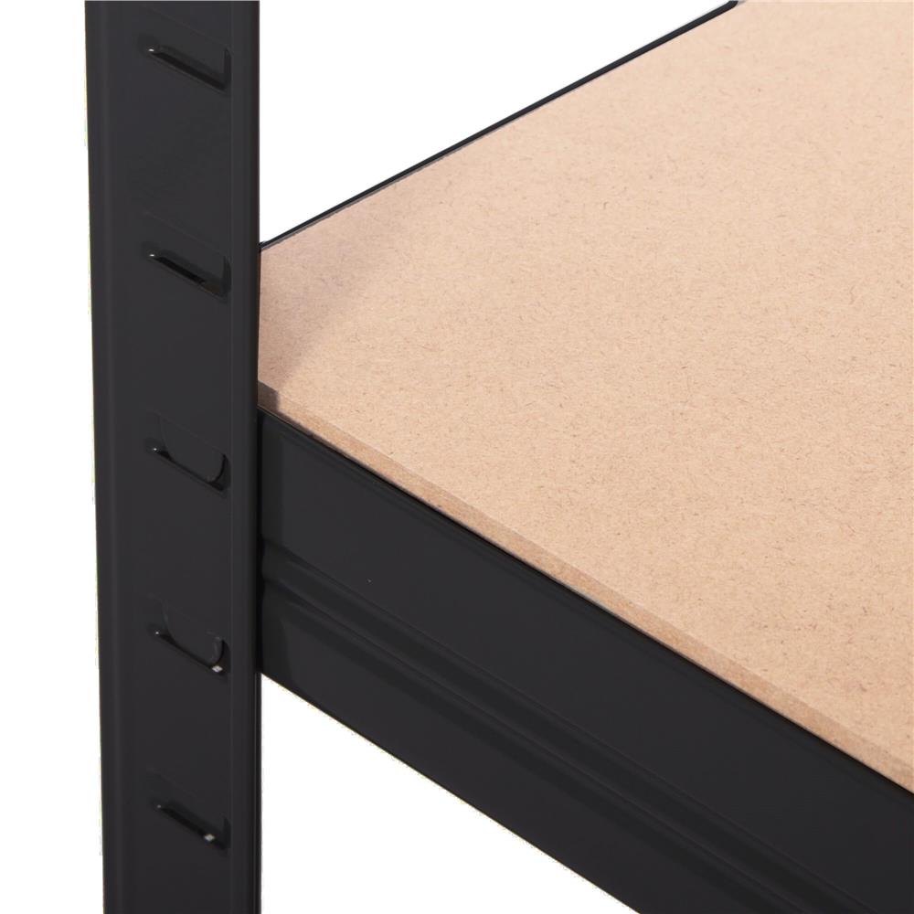 Fém tárolópolc 5 MDF polccal, 675 kg teherbírás, 75 × 30 × 150 cm, fekete - Image 16