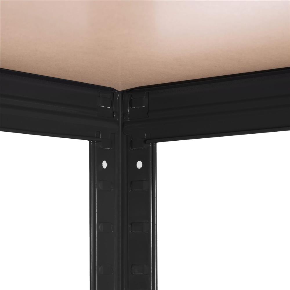Fém tárolópolc 5 MDF polccal, 675 kg teherbírás, 75 × 30 × 150 cm, fekete - Image 17