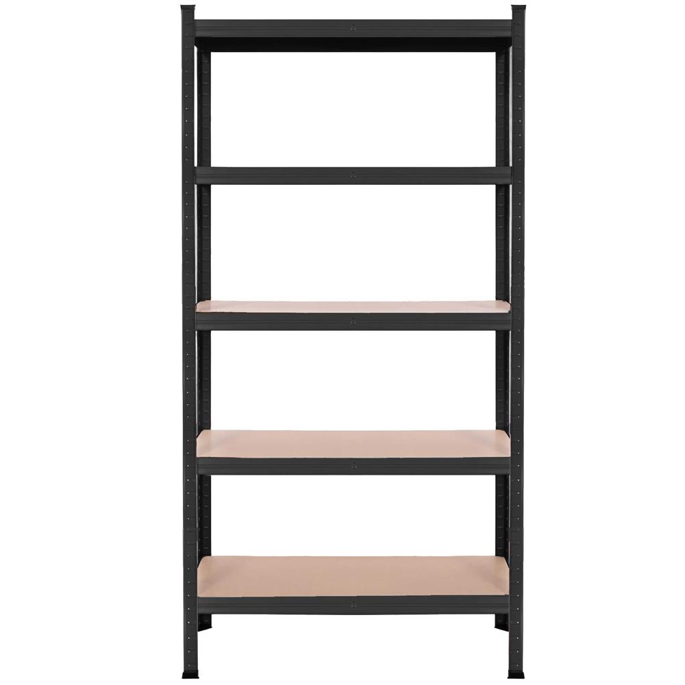 Fém tárolópolc 5 MDF polccal, 675 kg teherbírás, 75 × 30 × 150 cm, fekete - Image 21