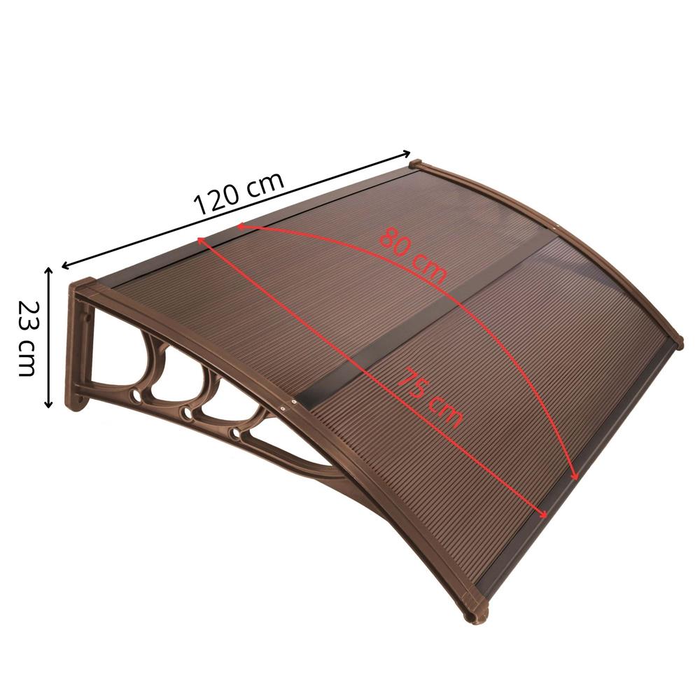 Előtető ajtó és ablak fölé, UV-védelemmel ellátott polikarbonát, 120 × 80 cm, átlátszó barna - Image 18