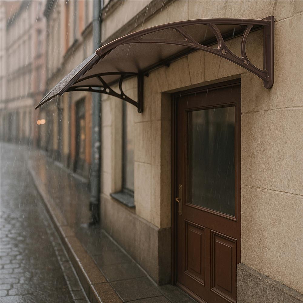 Előtető ajtó és ablak fölé, UV-védelemmel ellátott polikarbonát, 120 × 80 cm, átlátszó barna - Image 11