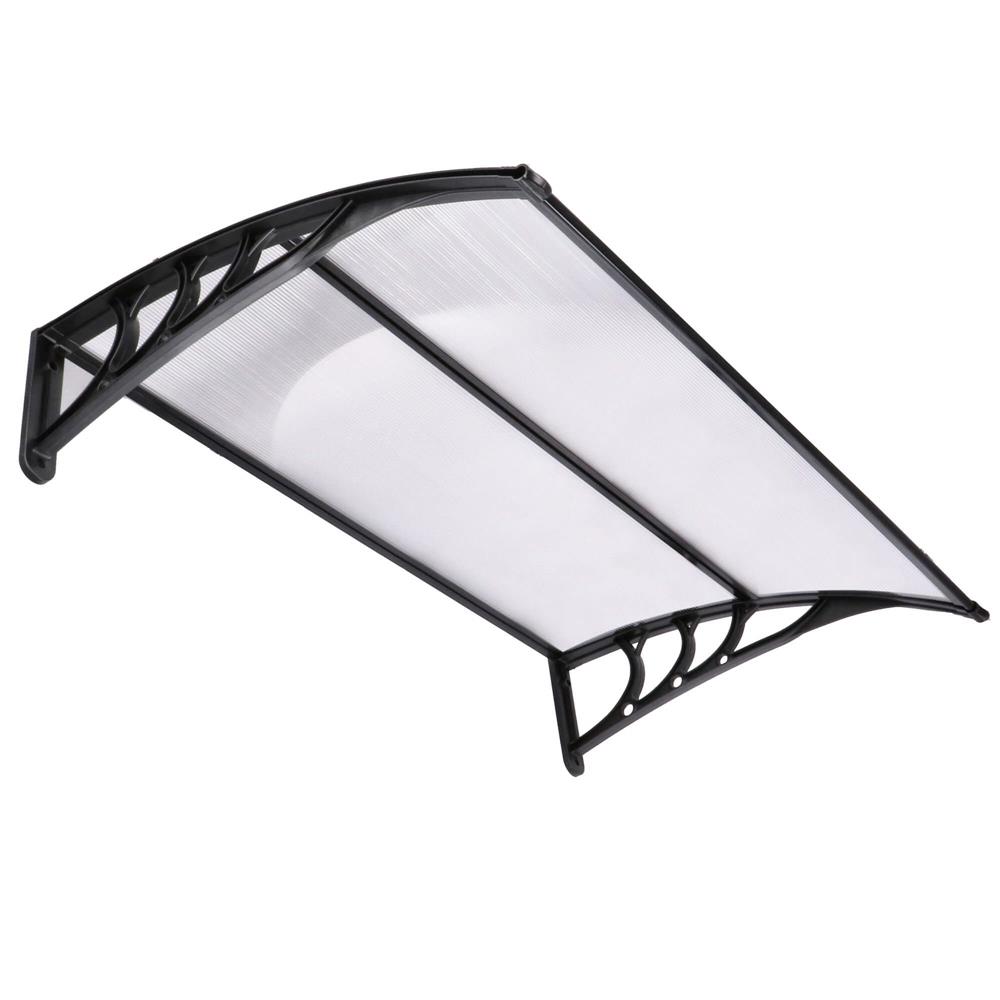 Előtető ajtó és ablak fölé, UV-védelemmel ellátott polikarbonát, 120 × 80 cm, átlátszó fekete - Image 10