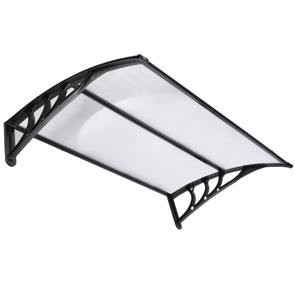 Előtető ajtó és ablak fölé, UV-védelemmel ellátott polikarbonát, 120 × 80 cm, átlátszó fekete - Image 11