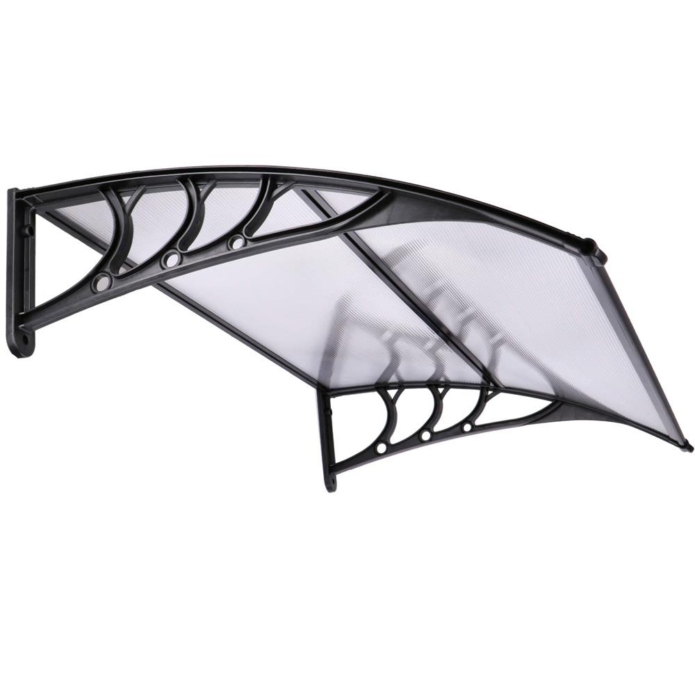 Előtető ajtó és ablak fölé, UV-védelemmel ellátott polikarbonát, 120 × 80 cm, átlátszó fekete - Image 12