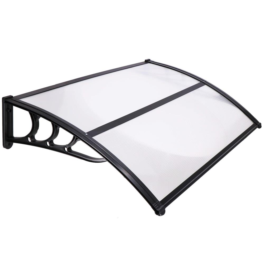 Előtető ajtó és ablak fölé, UV-védelemmel ellátott polikarbonát, 120 × 80 cm, átlátszó fekete - Image 13