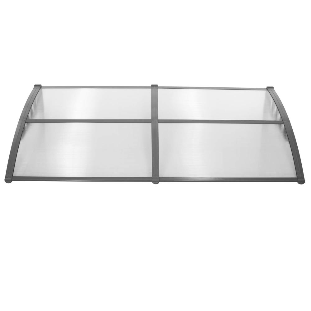 Dupla előtető ajtó és ablak fölé, UV-védelemmel ellátott polikarbonát, 200 × 100 cm, átlátszó szürke - Image 16