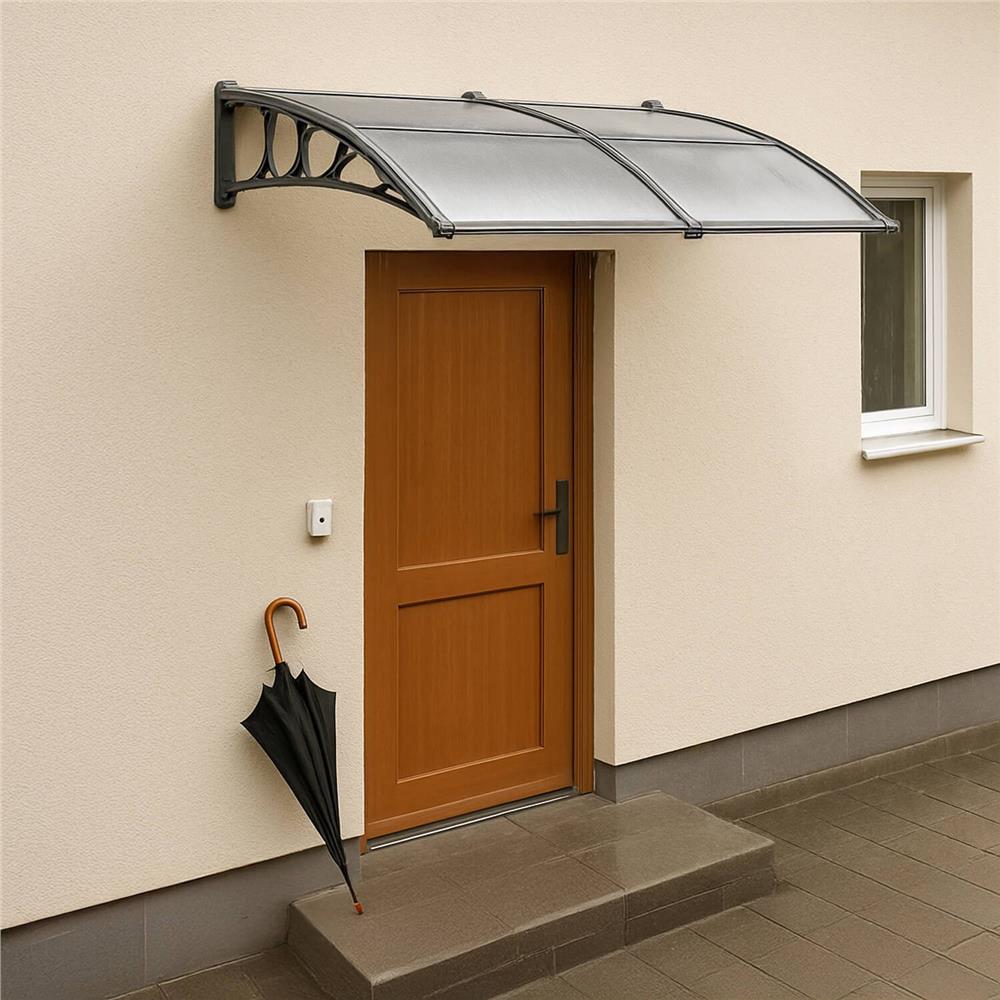 Dupla előtető ajtó és ablak fölé, UV-védelemmel ellátott polikarbonát, 200 × 100 cm, átlátszó szürke - Image 18