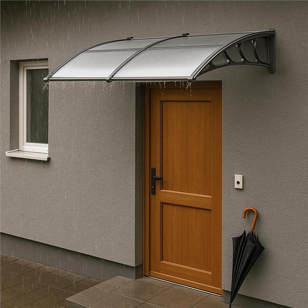 Dupla előtető ajtó és ablak fölé, UV-védelemmel ellátott polikarbonát, 200 × 100 cm, átlátszó szürke - Image 19