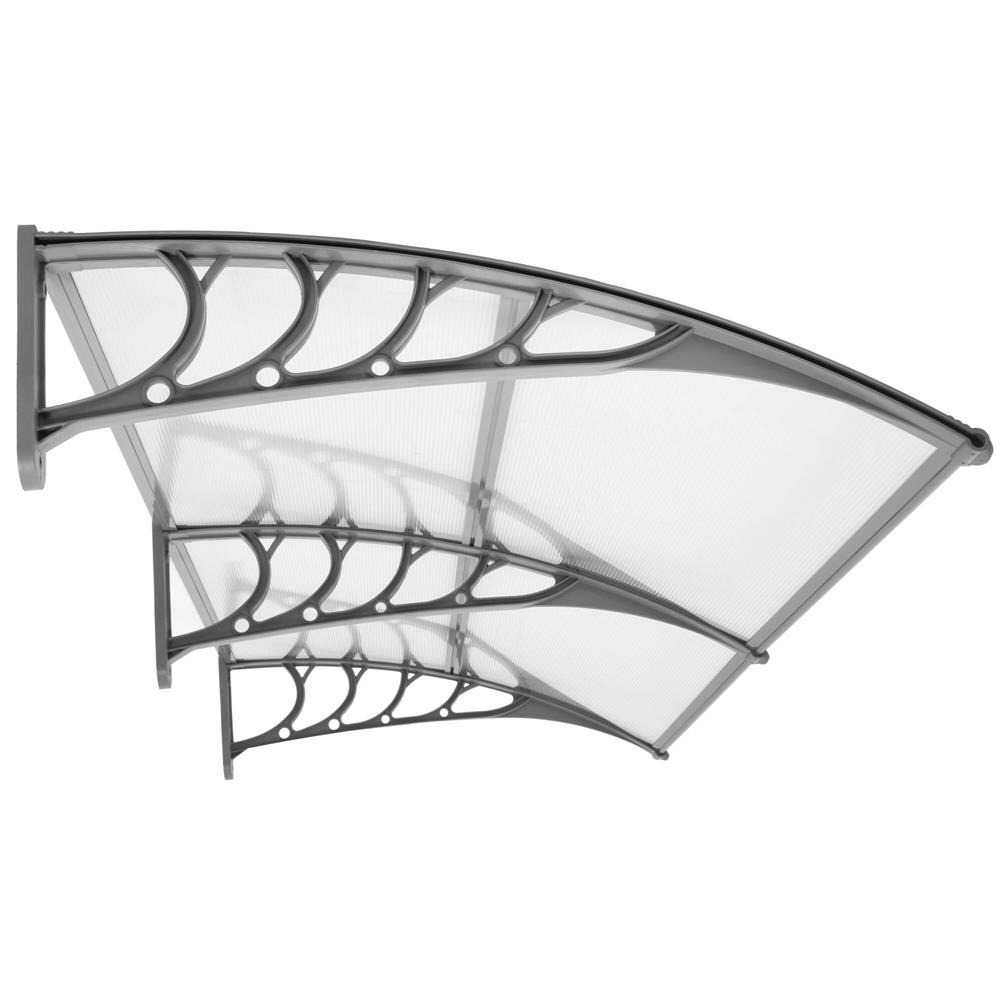Dupla előtető ajtó és ablak fölé, UV-védelemmel ellátott polikarbonát, 200 × 100 cm, átlátszó szürke - Image 12