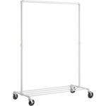 SONGMICS gurulos ruhatarto also polccal, fem vaz, 100x49x163 cm, feher