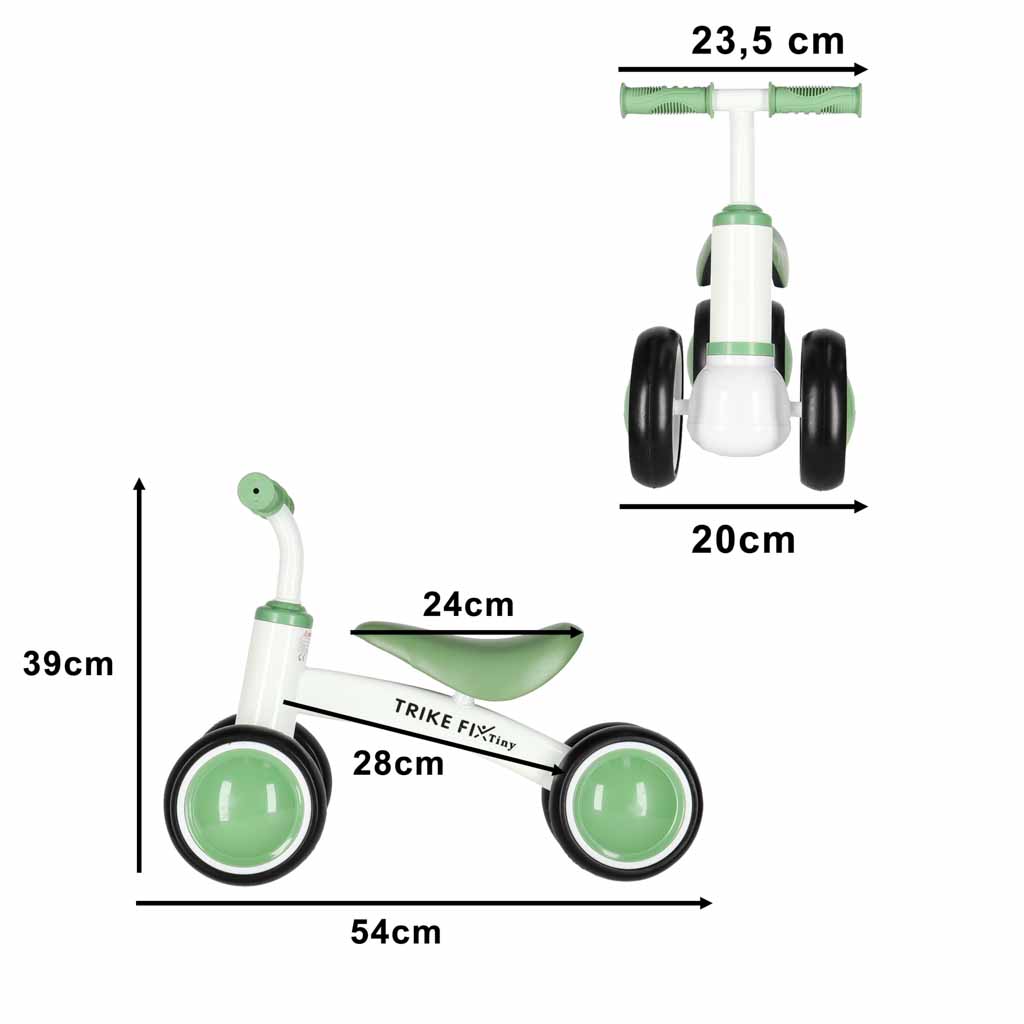 4 kerekű pedál nélküli futóbicikli gyerekeknek, karbonacél vázzal, EVA kerekekkel, 30 kg teherbírással, 54x24x39 cm, zöld és fehér - Image 10